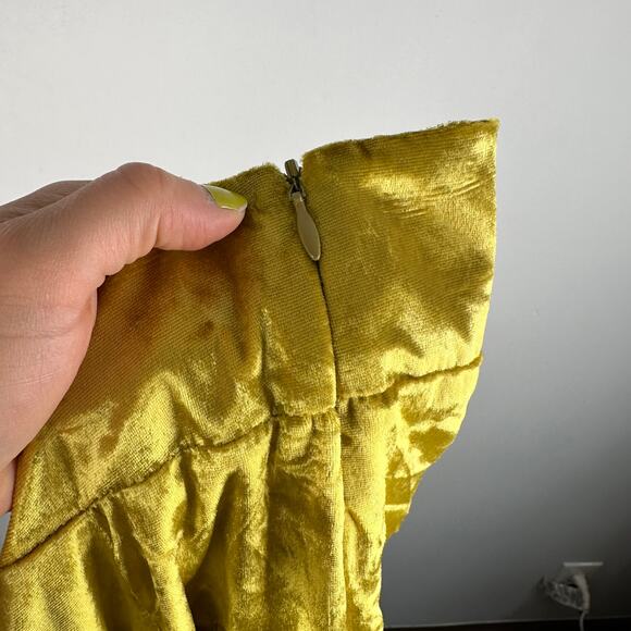 Milly Yellow Gold Angelina Midi Velvet Ruffle Skirt - Picture 7 of 10